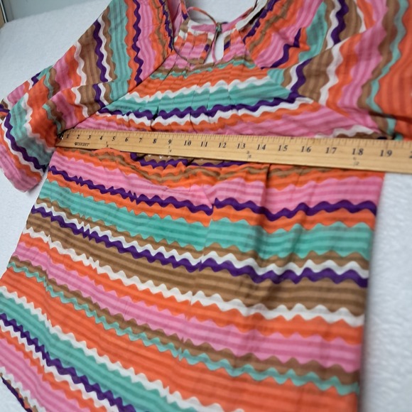 Banjanan Top Women's Small Pink Colorful Short‎ Sleeve Zig Zag - Picture 7 of 10